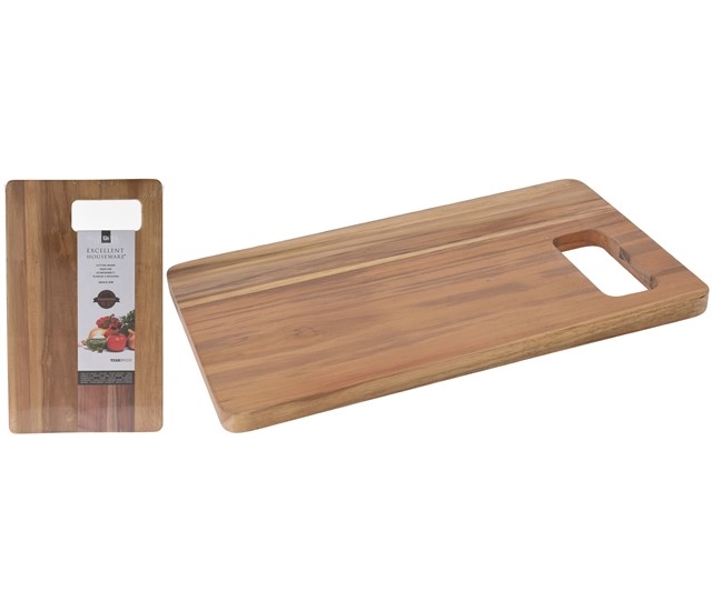 Merkloos snijplank teakhout 34x21x1,5cm