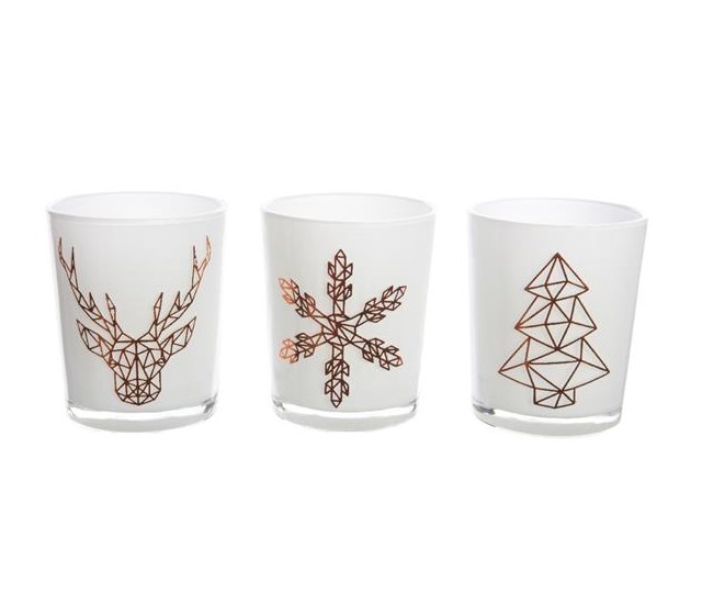 Theelichthouder glas set a 3 stuks