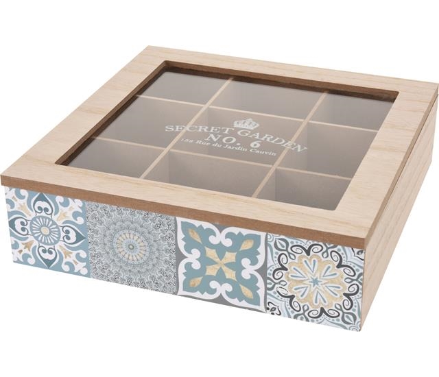 Z Theekist hout 24x24x7cm