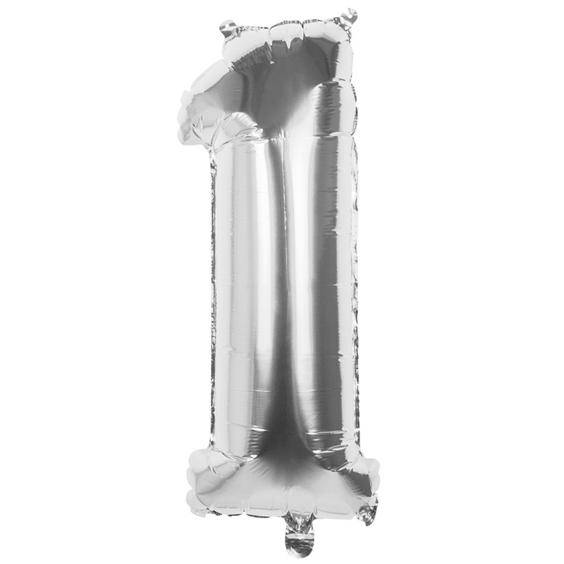 Folie ballon nummer &apos;1&apos; zilver 86cm
