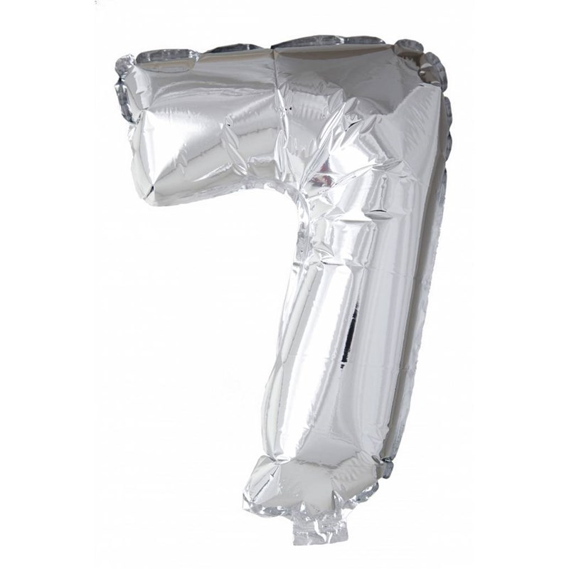 Folie ballon nummer &apos;7&apos; zilver 86cm