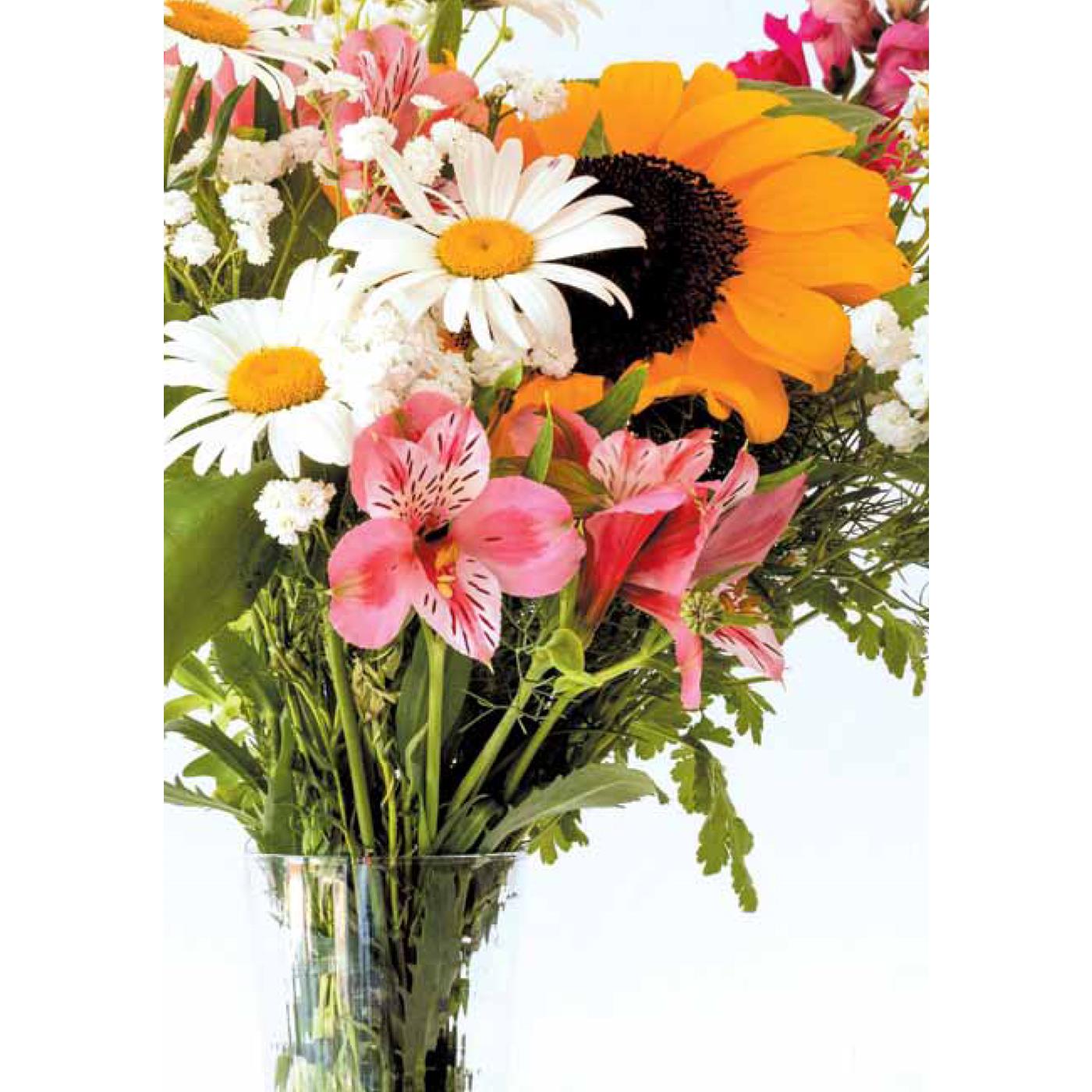 Wenskaarten blanco bloem pak a 10 stuks