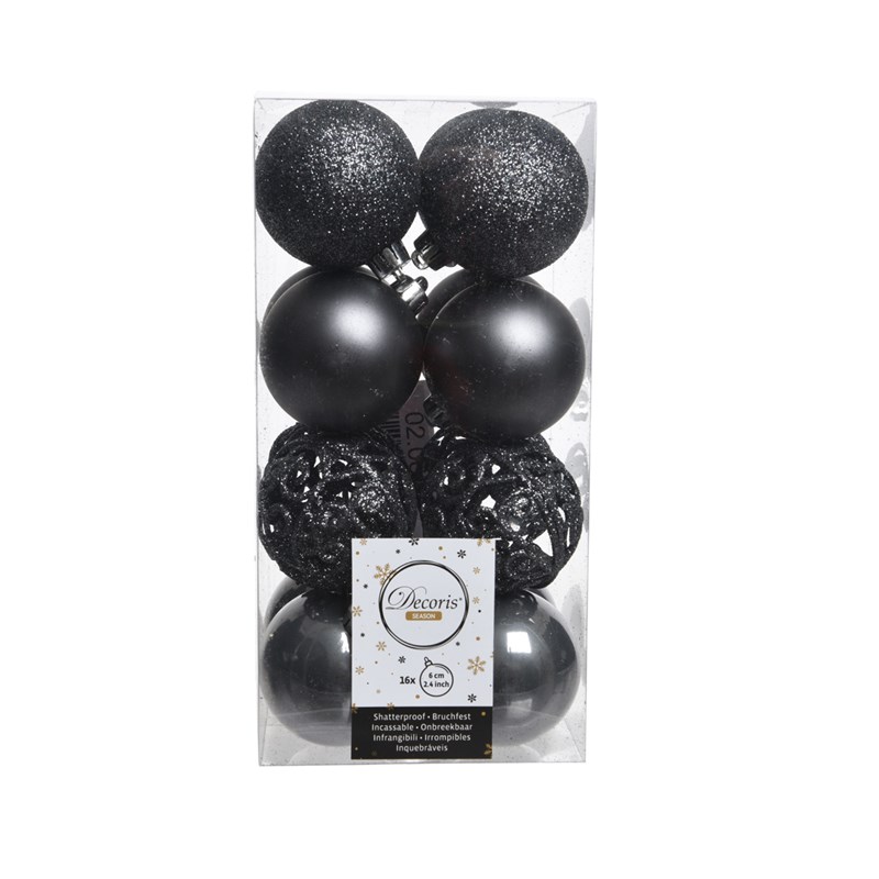 Decoris Kerstballen 16 kunststof Ø6cm Steengrijs