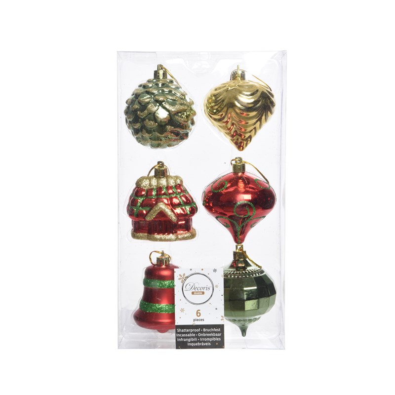 Decoris Kerstballen kunststof figuren ds a 6 st.