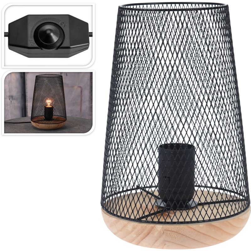 Z lamp op houten voet met warte kap