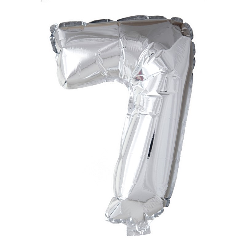 Folie ballon nummer &apos;7&apos; zilver 40cm