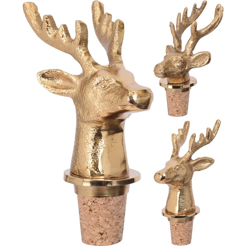 Z Kurk stopper voor fles hert 9cm goud