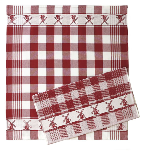 Z Theedoek molen rood 60x65cm 100% katoen