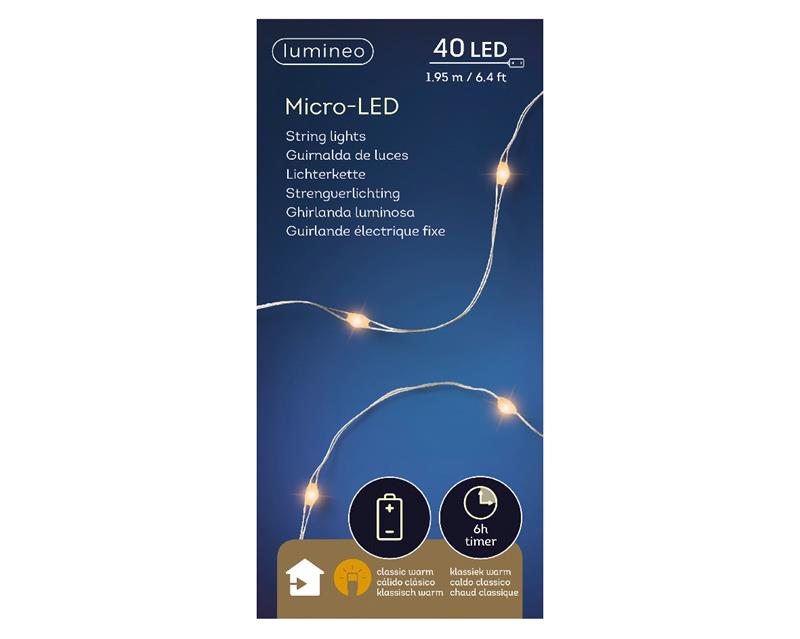 Micro LED snoer zilver195cm 40L Micro LED snoer zilver195cm 40L