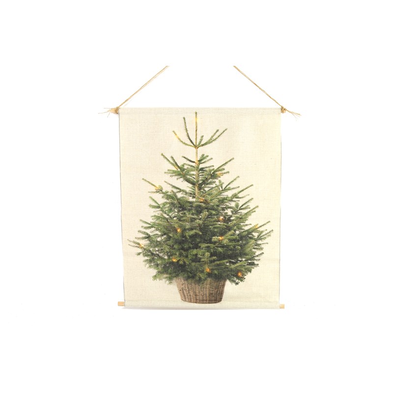 Z Wanddoek everlands kunstkerstboom 40x60cm met LED