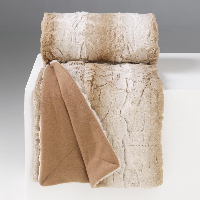 Wicotex Plaid Siberie nep bont 180x220cm naturel