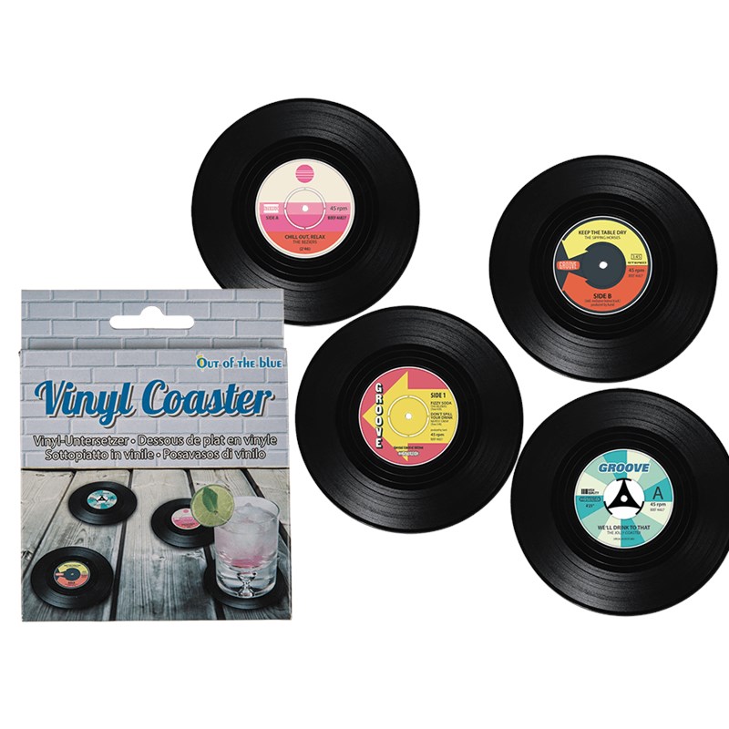 LP Onderzetters vinyl ?11cm set van 4 LP Onderzetters vinyl ?11cm set van 4