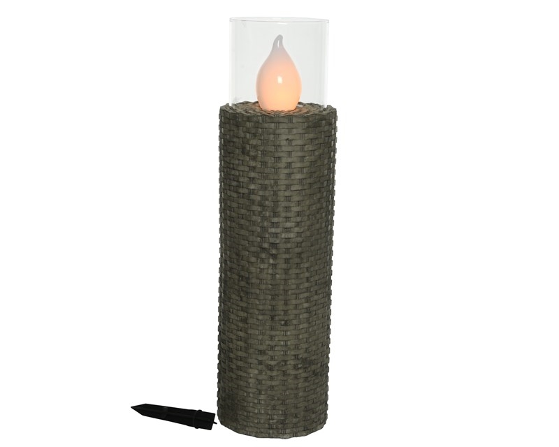 LED solarsteker wicker 63x18cm antraciet