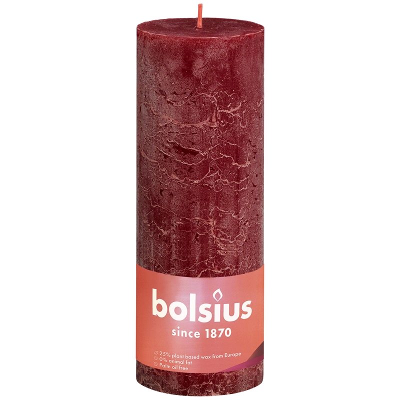 Bolsius Rustiek stompkaars 190/68 rood Bolsius Rustiek stompkaars 190/68 rood