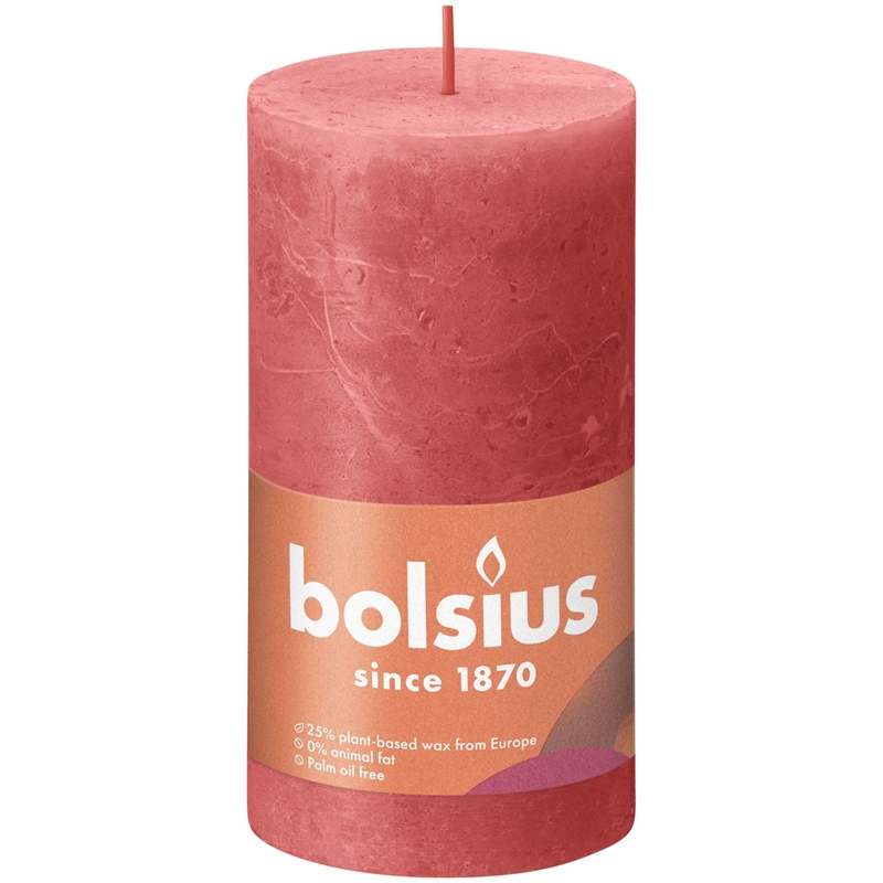 Bolsius Rustiek stompkaars 130/68 Pink Bolsius Rustiek stompkaars 130/68 Pink