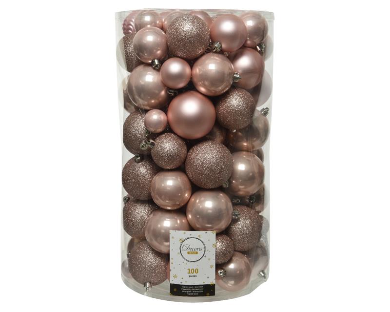Kerstballen koker a 100 kunststof roze Kerstballen koker a 100 kunststof roze