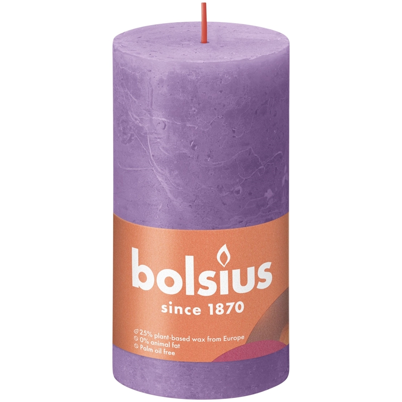 Bolsius Rustiek stompkaars 130/68 violet Bolsius Rustiek stompkaars 130/68 violet