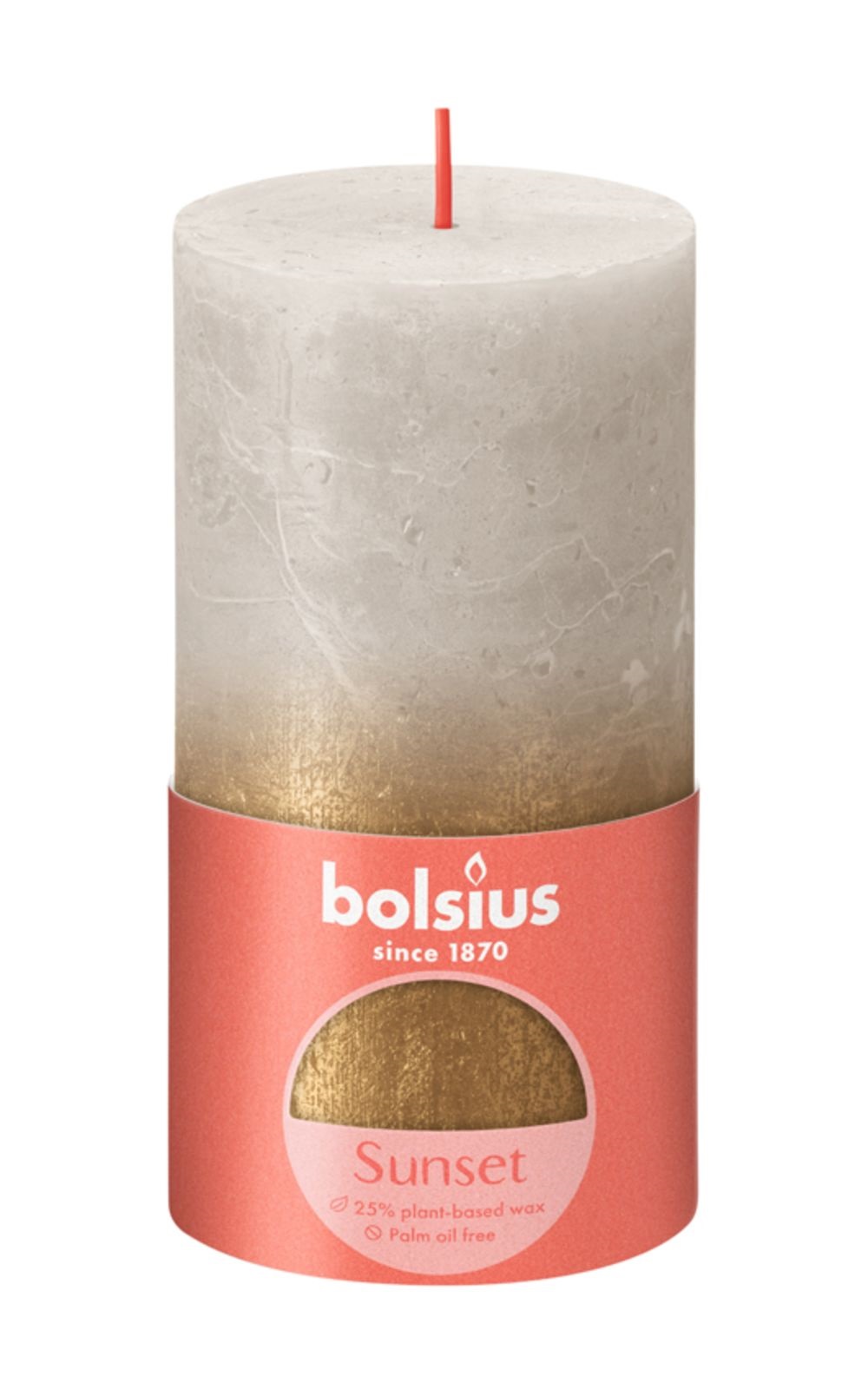 Bolsius Rustiek kaars 130/68 grijs/goud Bolsius Rustiek kaars 130/68 grijs/goud