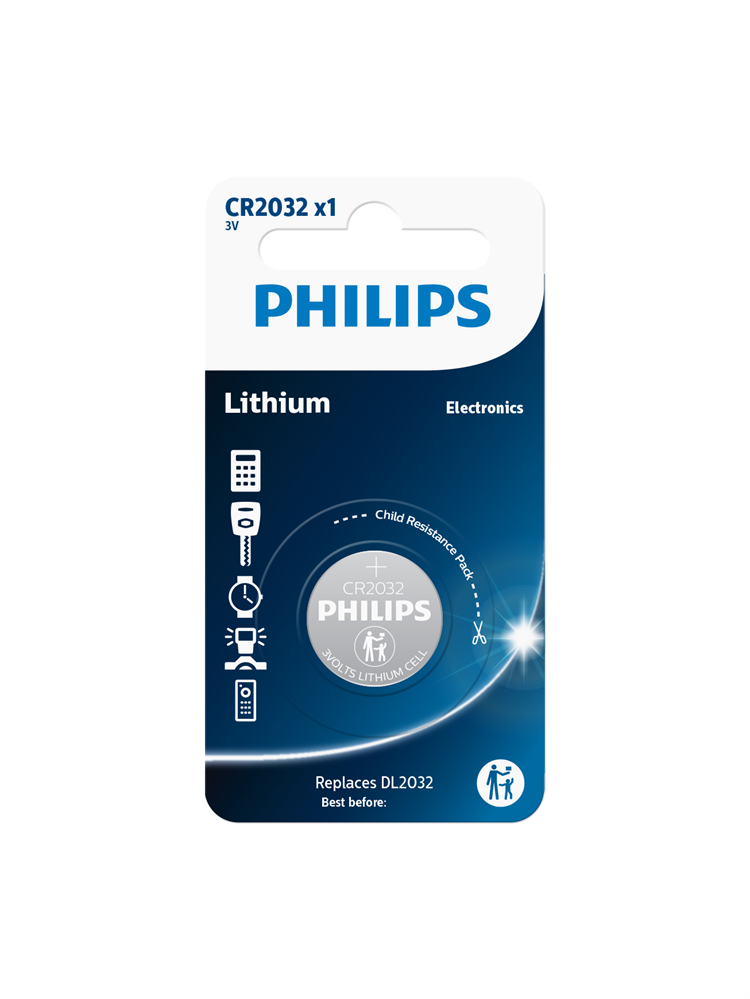 Philips lithium CR2032 3V batterij Philips lithium CR2032 3V batterij