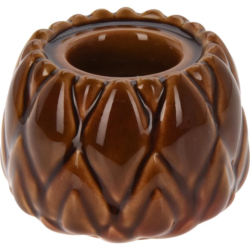 Artisjok theelichthouder 8cm bruin