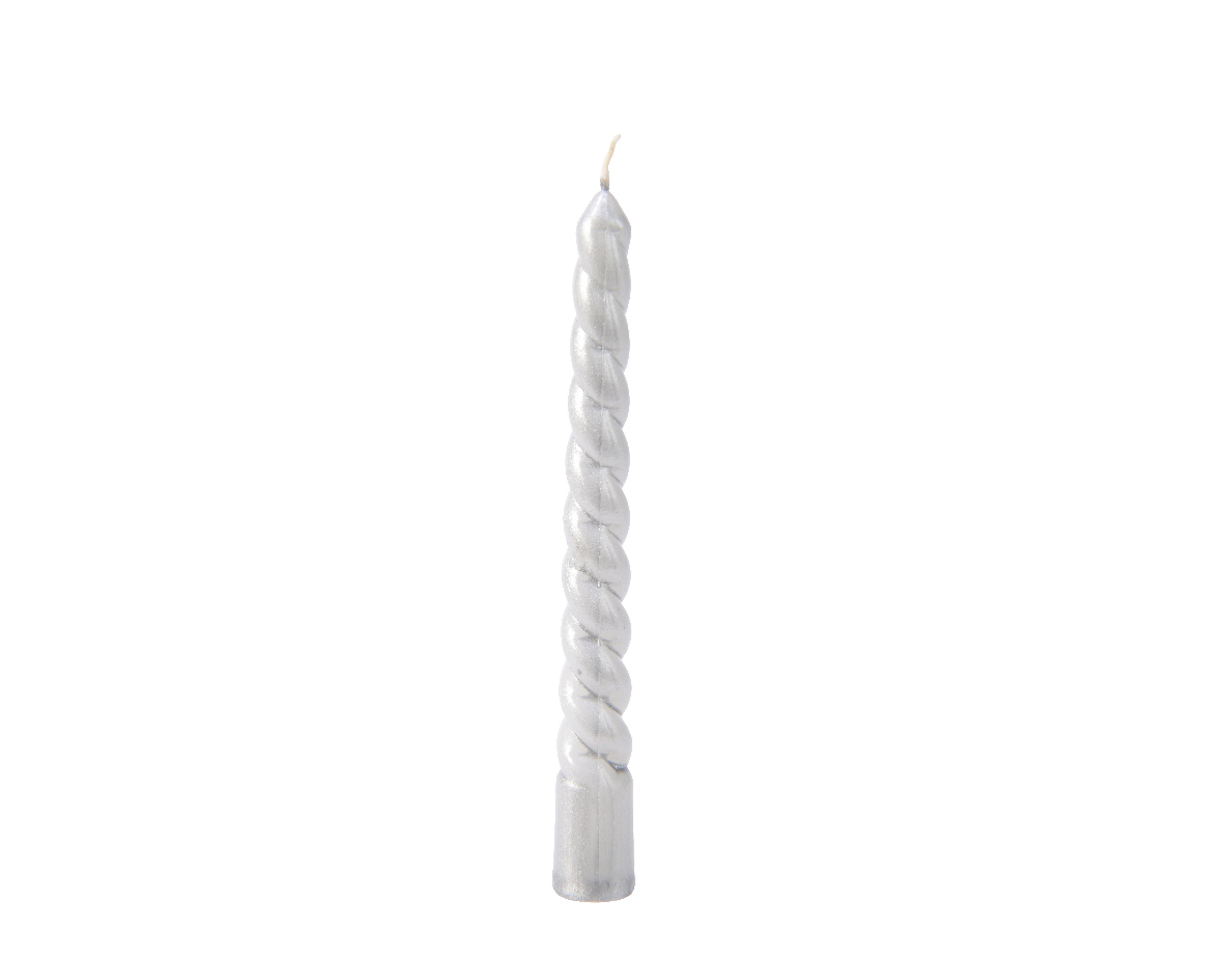 everlands kunstkerstboomkaars zilver Ø1,2x10cm set a 8
