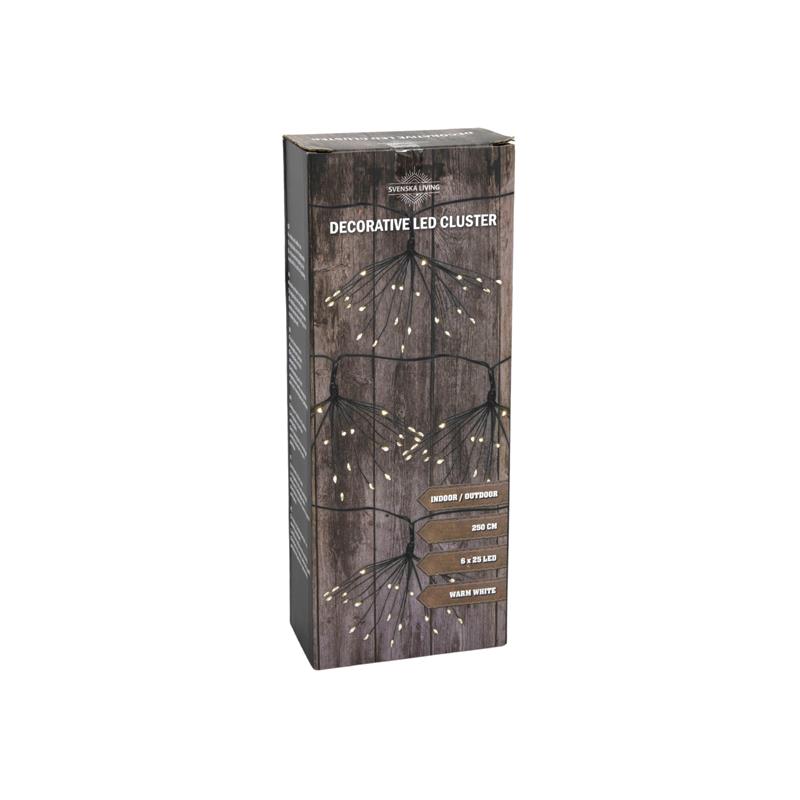 Deco cluster verlichting 6x25LED 2,5m