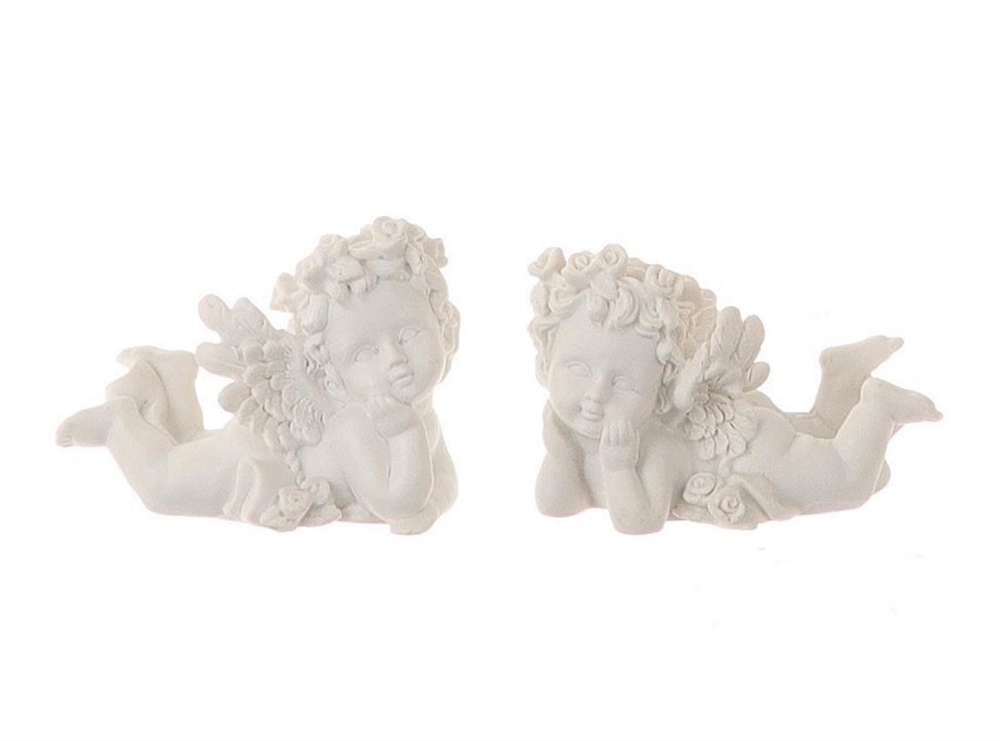 Deco engel 7x4x5,5cm wit