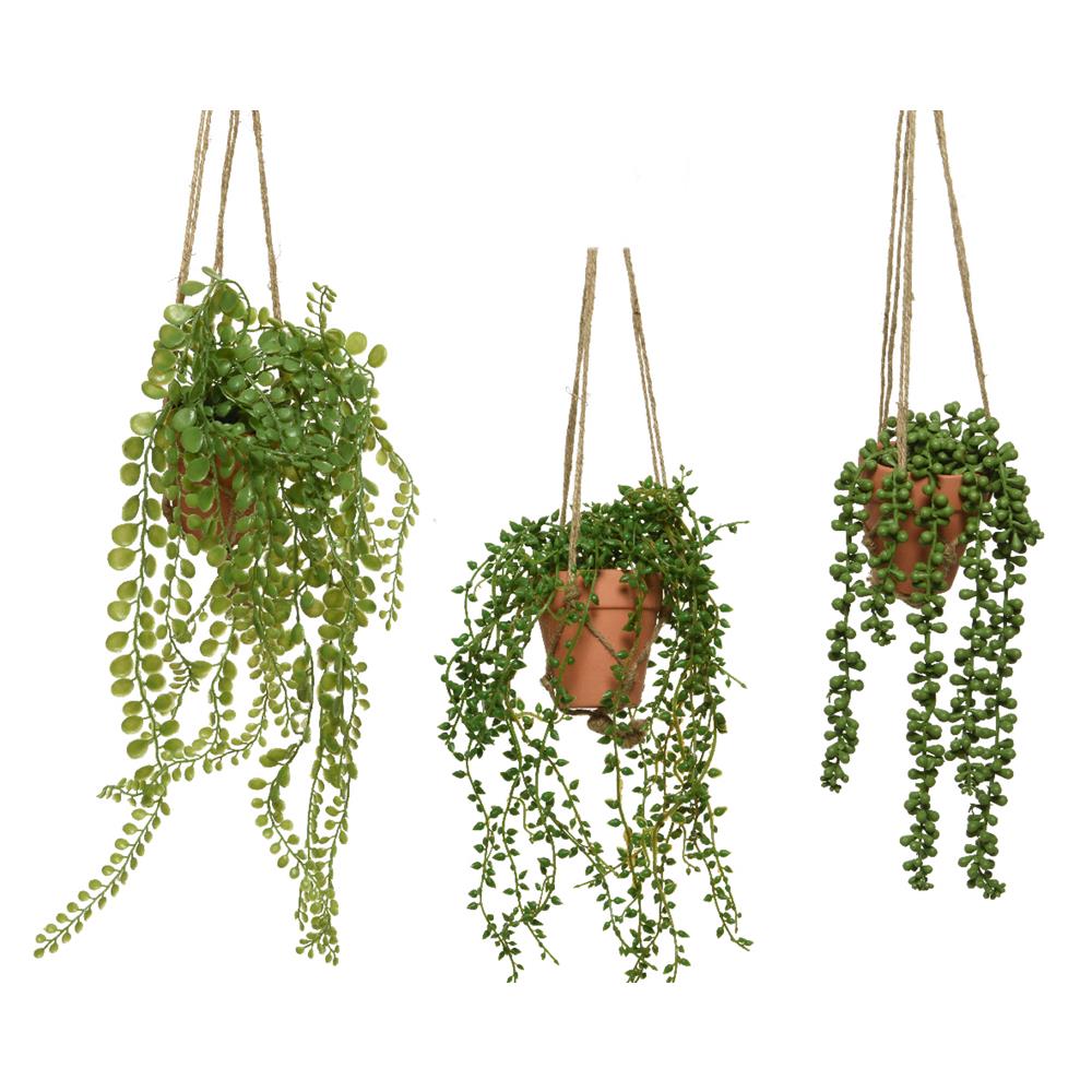 Kunst Hangplant in pot h40cm 3 assorti