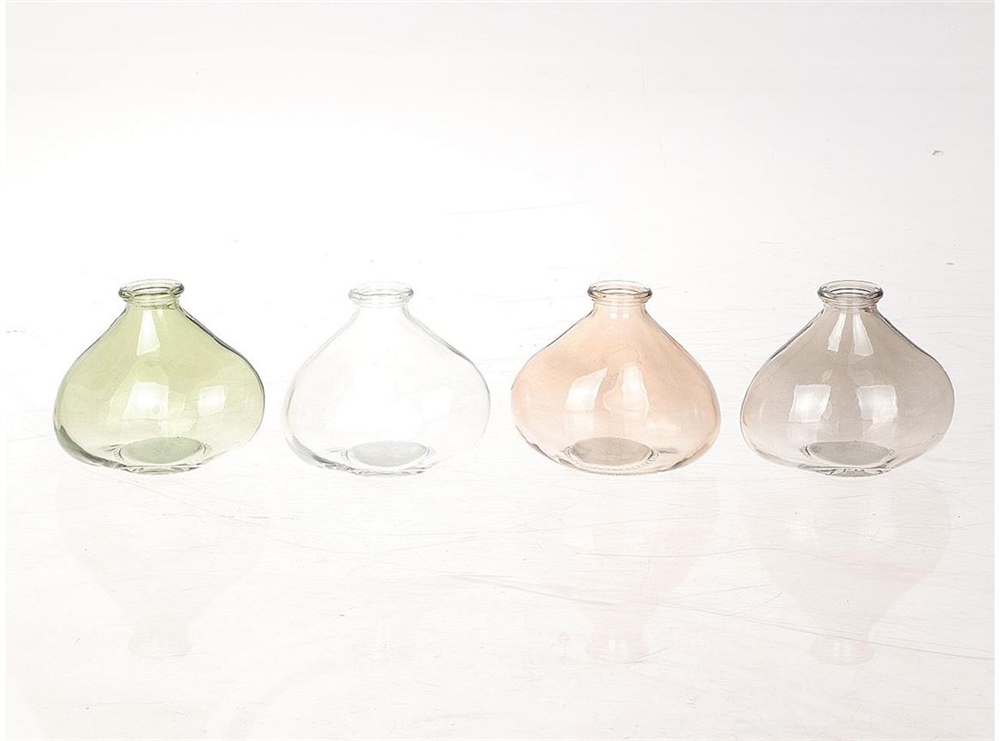 Vaas glas 11,5x7,5x9,5cm pastelkleuren