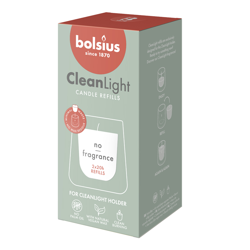 Bolsius Navulling Clean Light Zero 2 st.