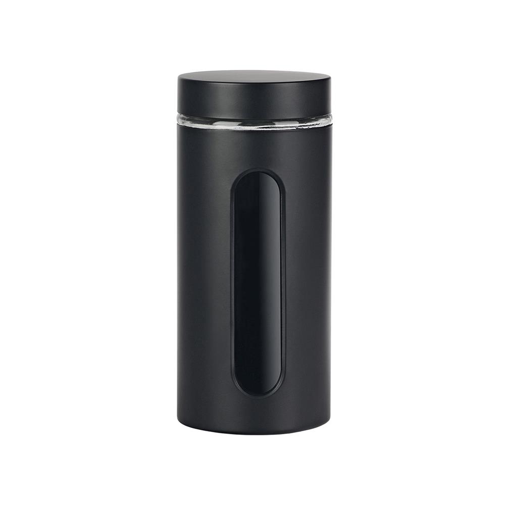Voorraadpot venster zwart mat 1,2L glas