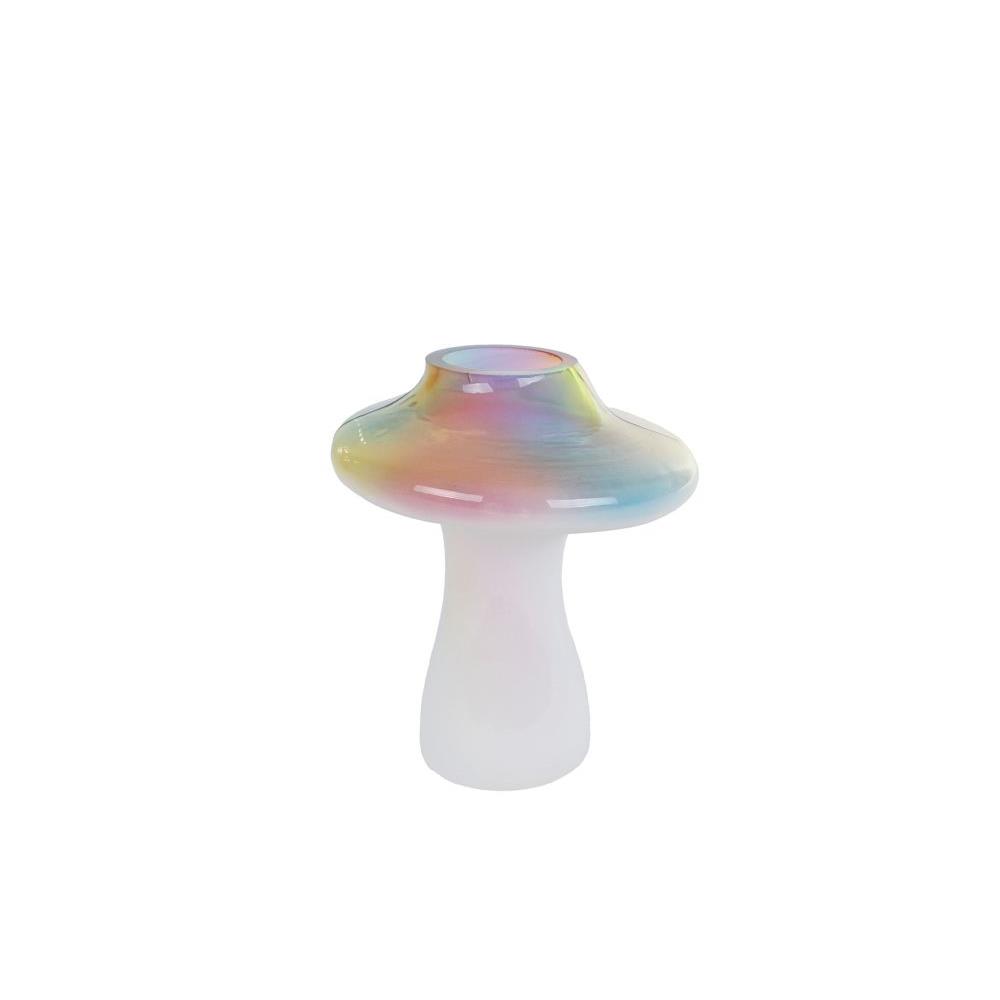 Beeld/Vaas Paddenstoel Rainbow glas H12cm