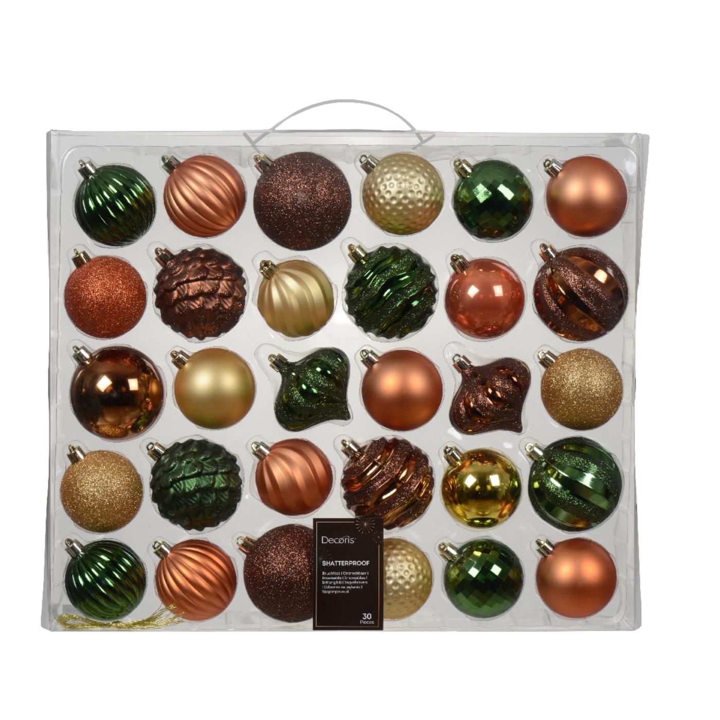 Kerstbal kunststof mix bruin 30-delig Kerstbal kunststof mix bruin 30-delig