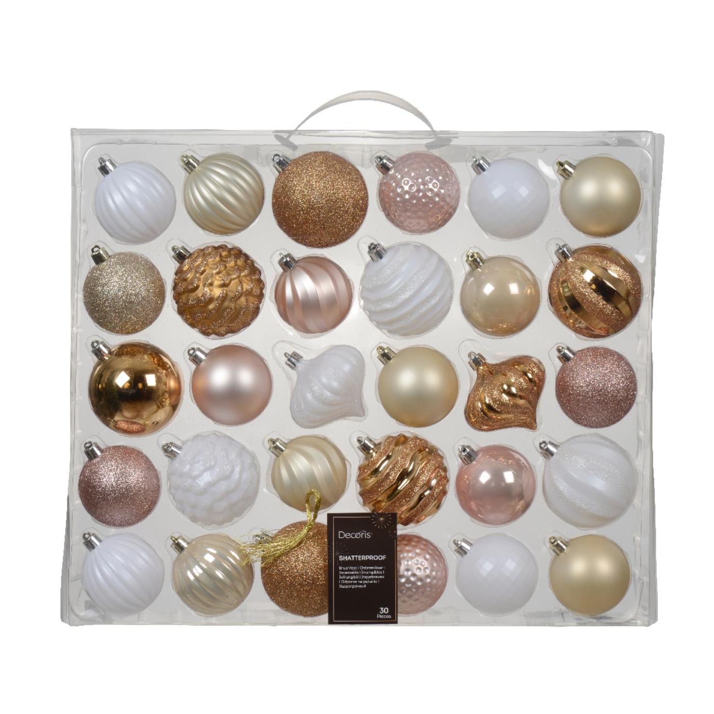 Kerstbal kunststof mix roze 30-delig Kerstbal kunststof mix roze 30-delig