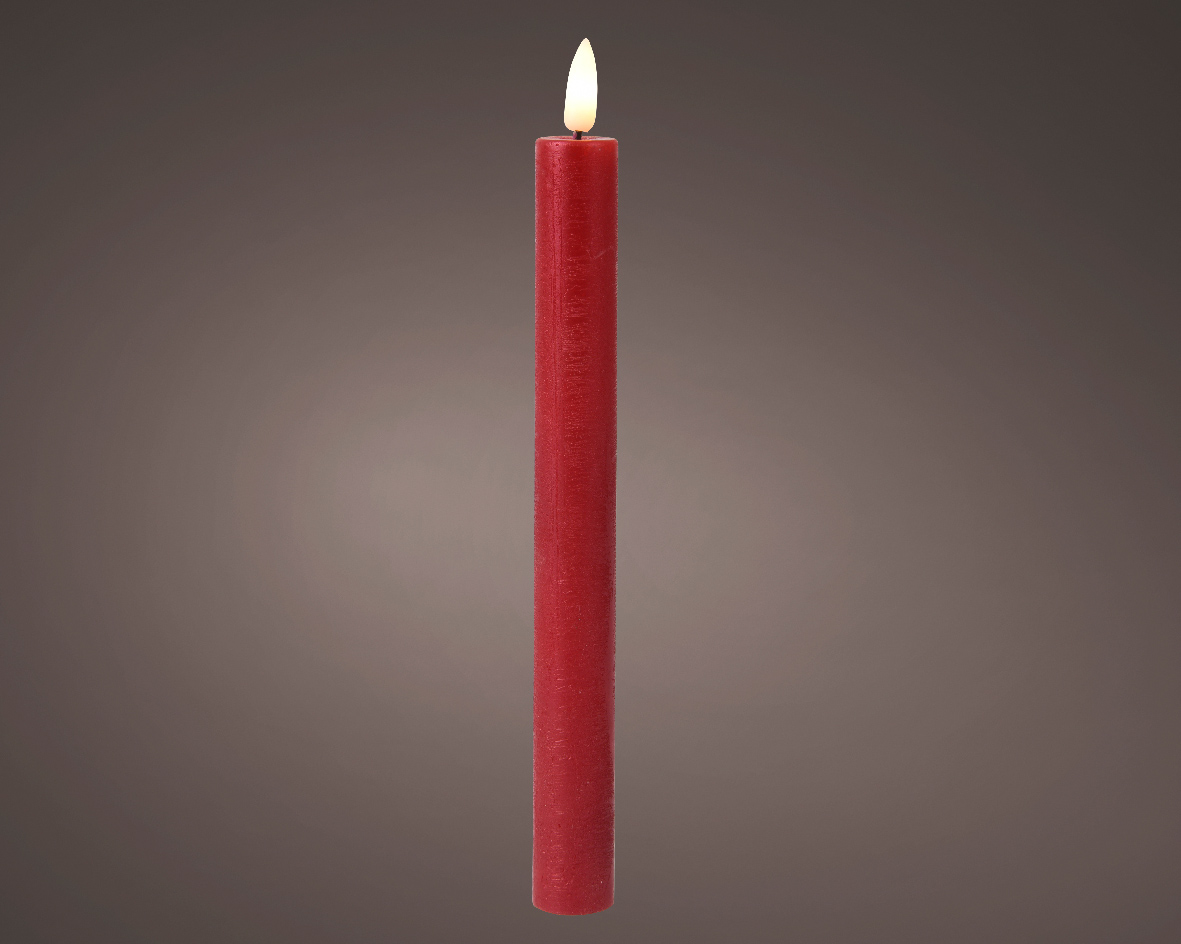 Dinerkaarsset LED vlam 24cm rood 2-dlg