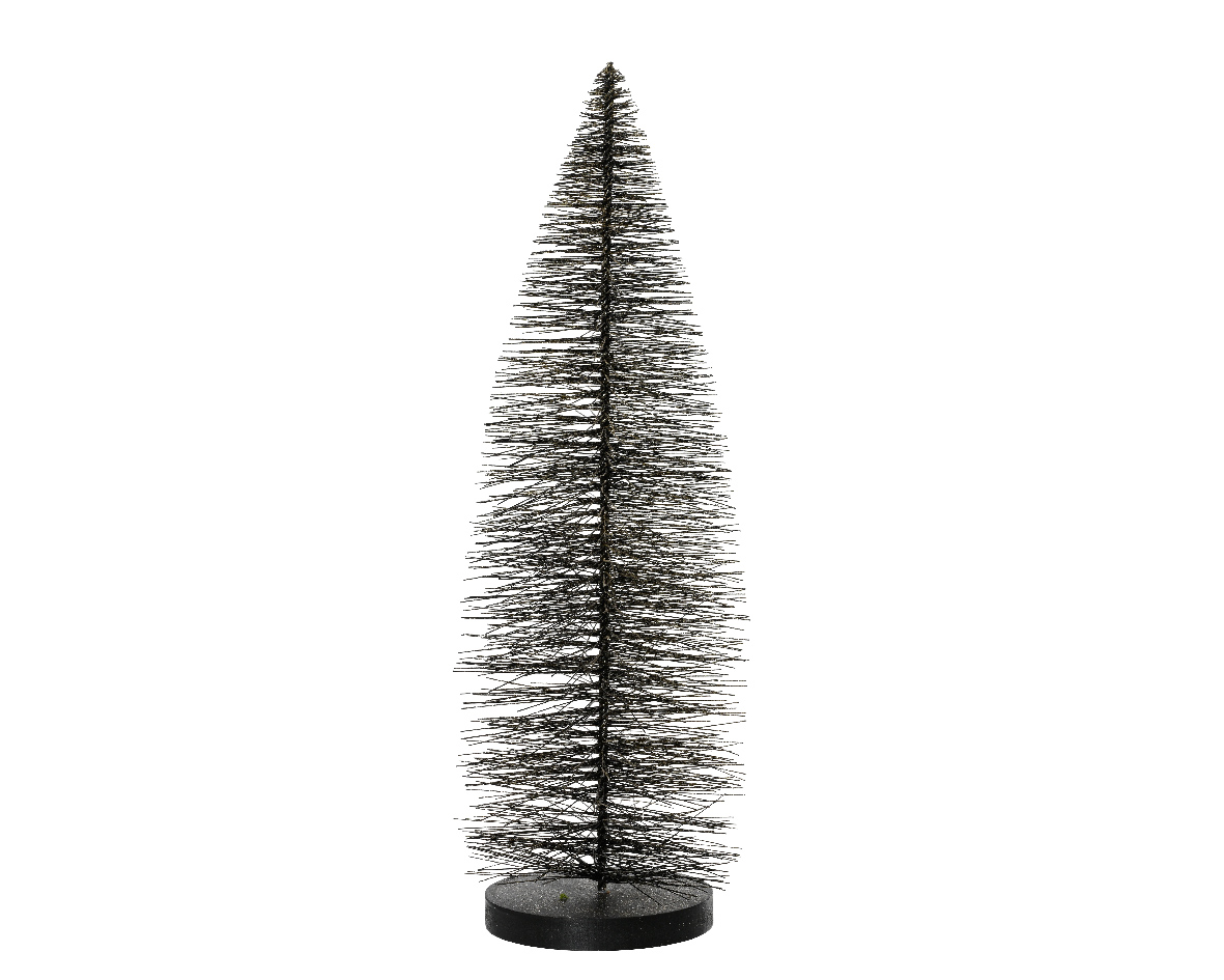 Beeld everlands kunstkerstboom zwart met goud 20cm