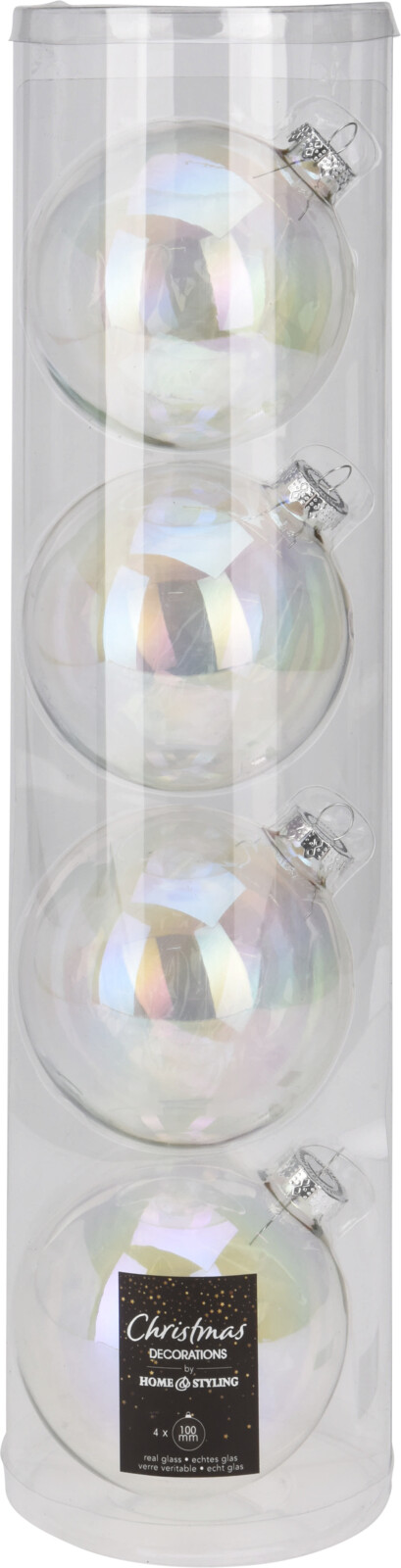 Kerstbal 10cm iriserend koker a 4 glas