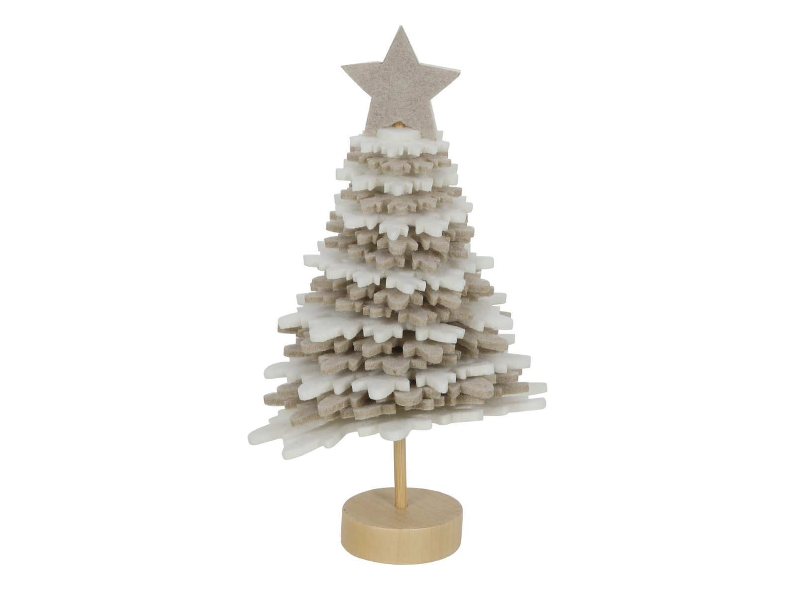 Beeld vilt everlands kunstkerstboom 16cm beige/wit