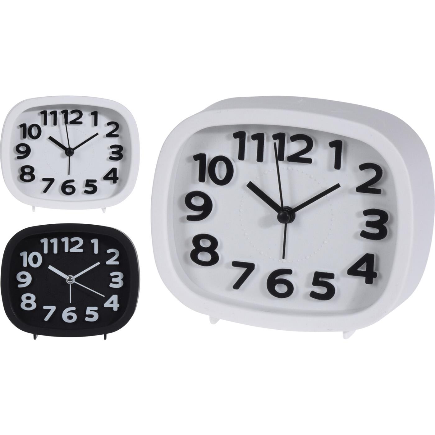 Home & Styling Wekker analoog zwart/wit op batterij