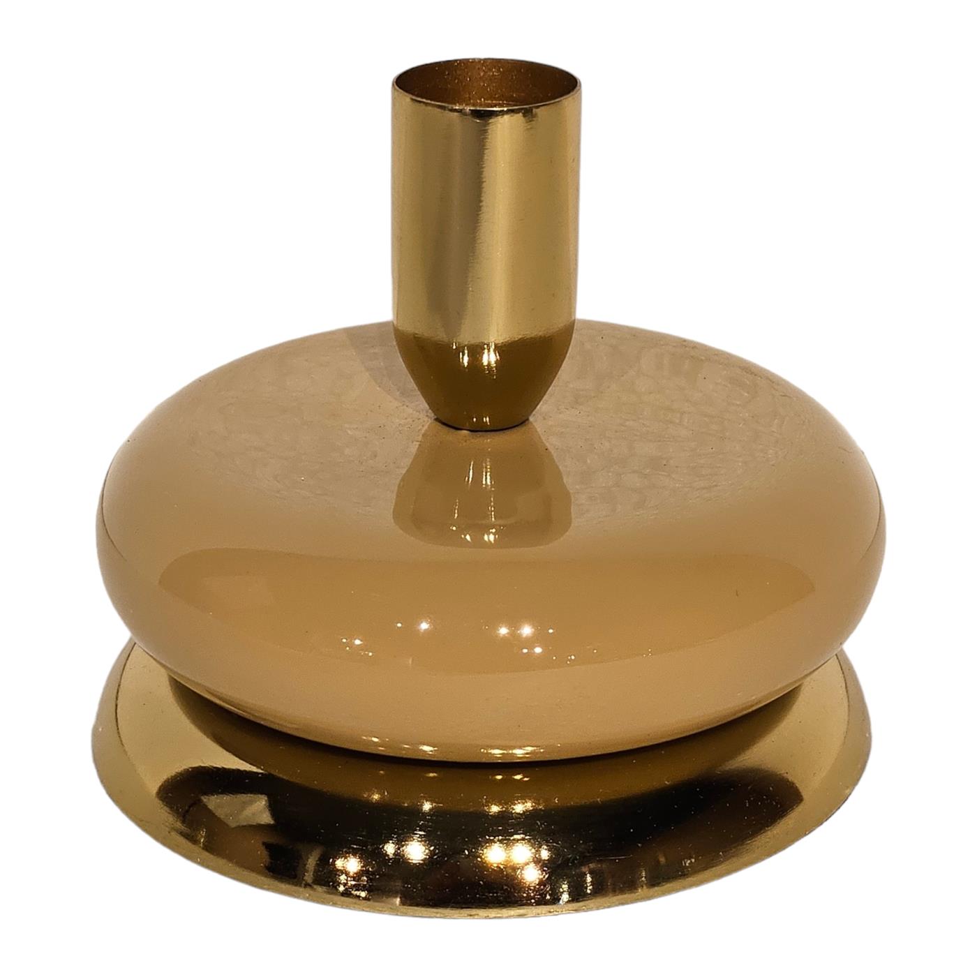 Kandelaar goud/beige emaille 10x10x8,5cm