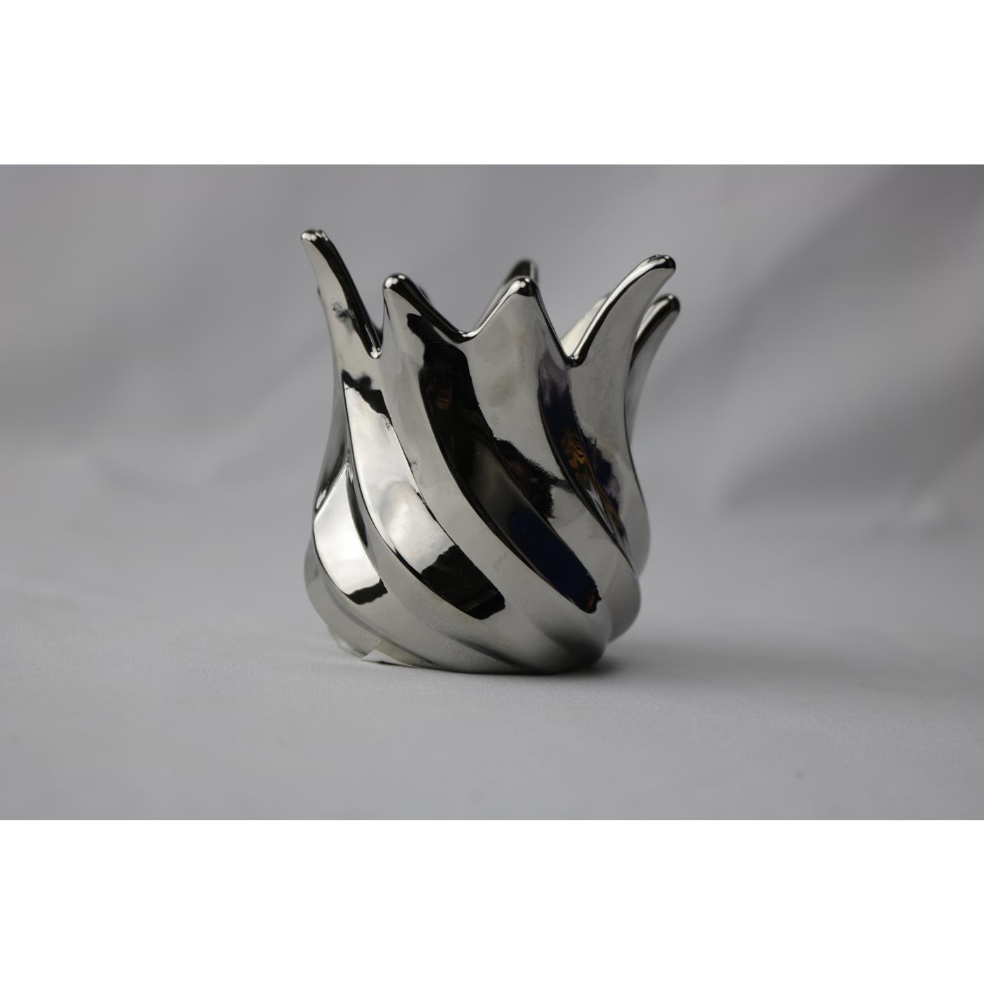 Waxinelichthouder tulp grijs 9x9x9,3cm