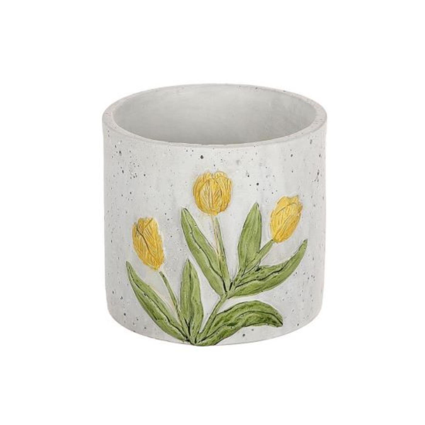 Bloempot Tulp geel Ø12,5xH11,3cm