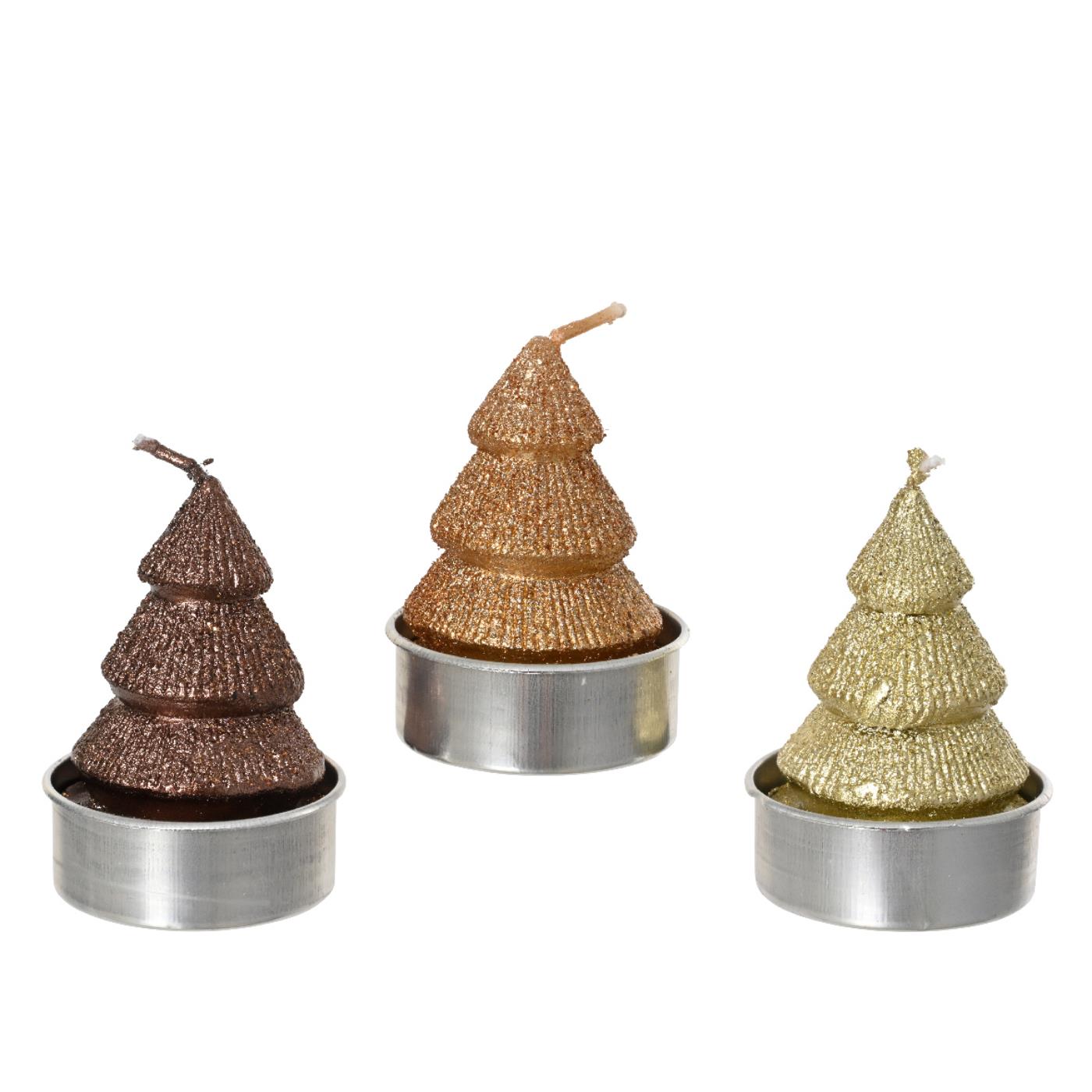 Decoris Theelicht everlands kunstkerstboom set a 4 Ø3,8xH5,5cm