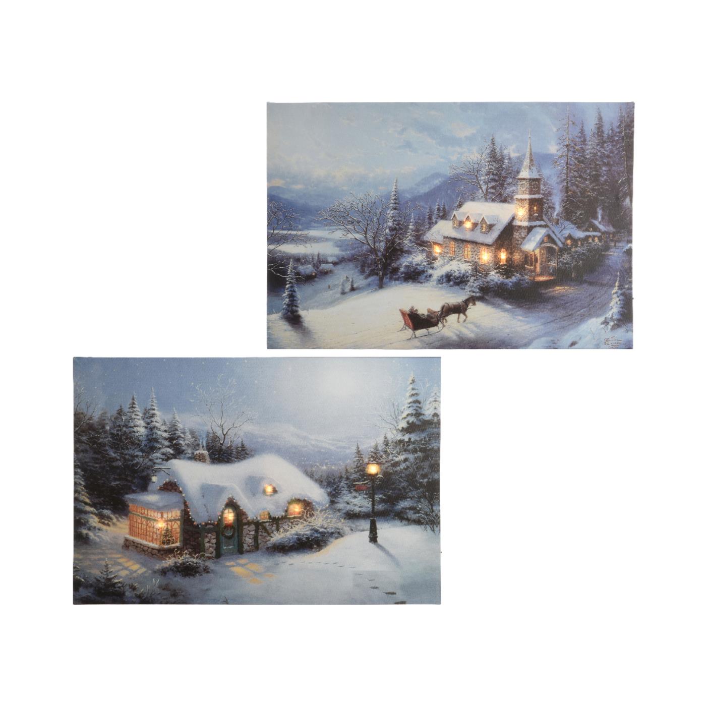 Lumineo Kerst canvas LED 38x28cm