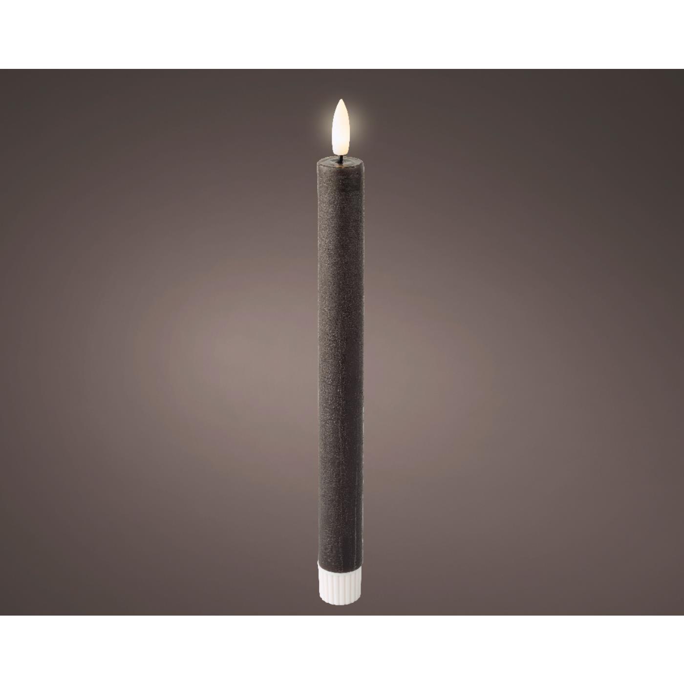 Lumineo LED Dinerkaarsset wax grijs Ø2,2xH24,5cm