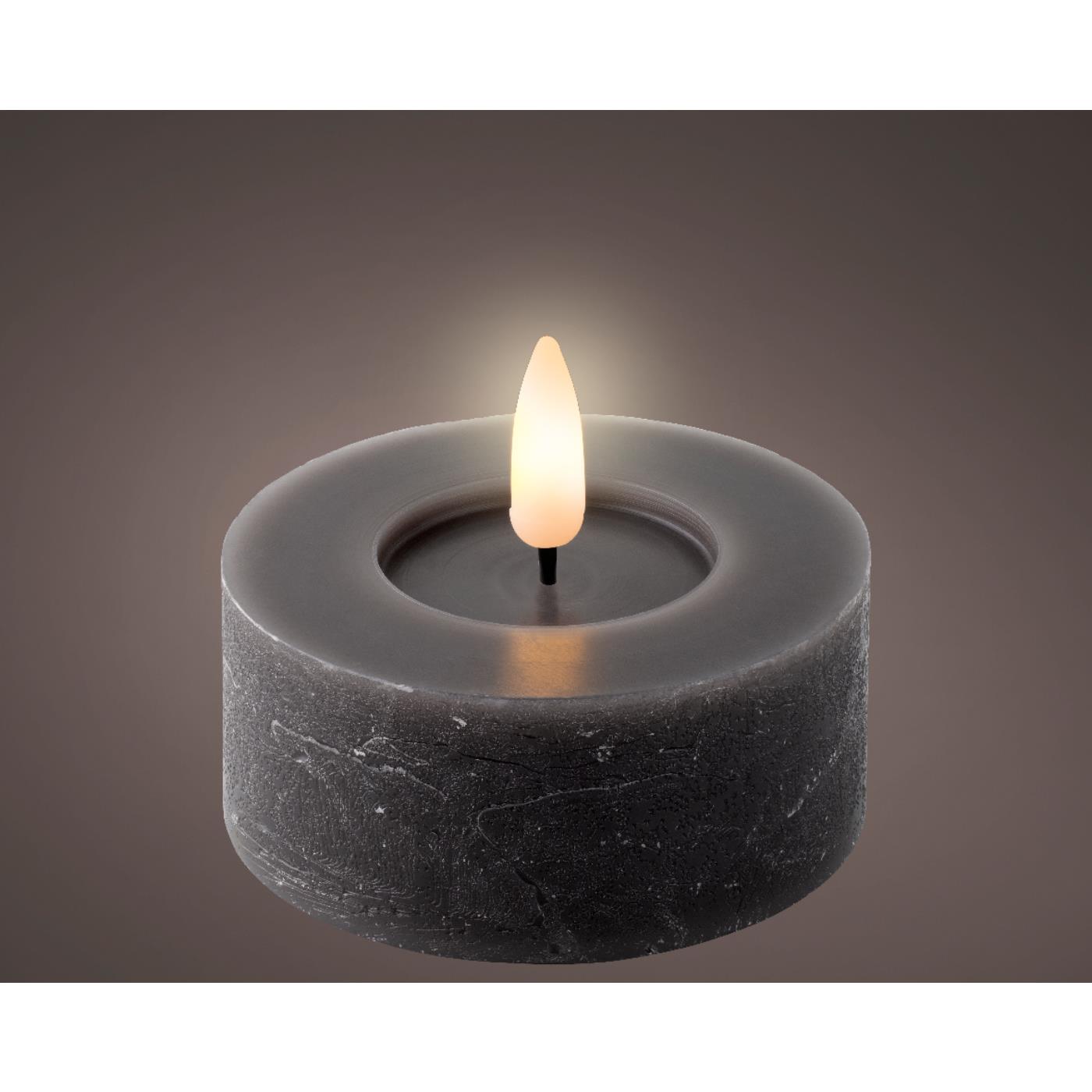 Lumineo LED Theelichtset 2 wax grijs Ø7xH6cm