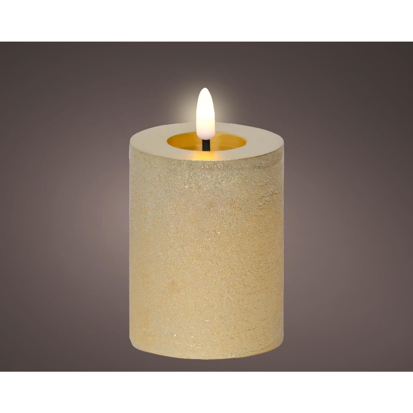 Lumineo LED Kaars wax goud Ø7xH11,3cm