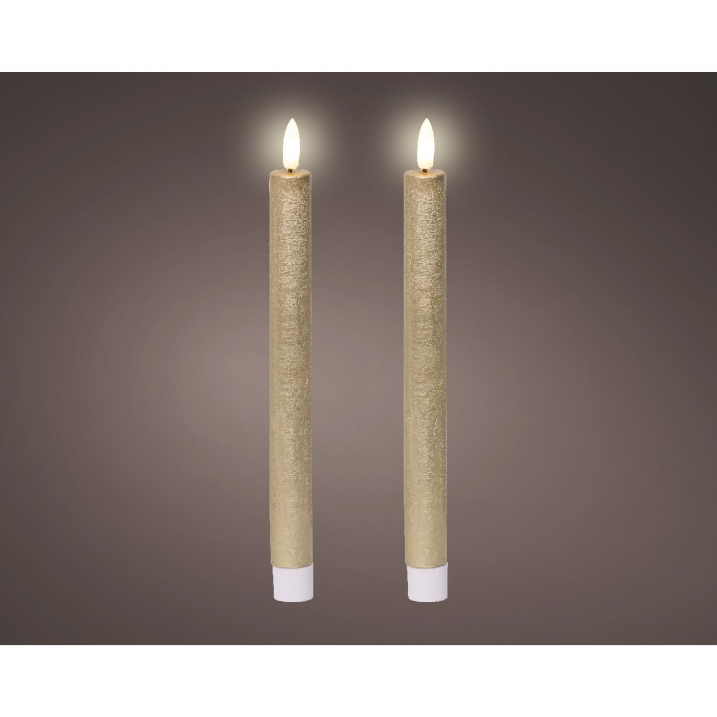 Lumineo LED Dinerkaarsenset wax goud H24,5cm