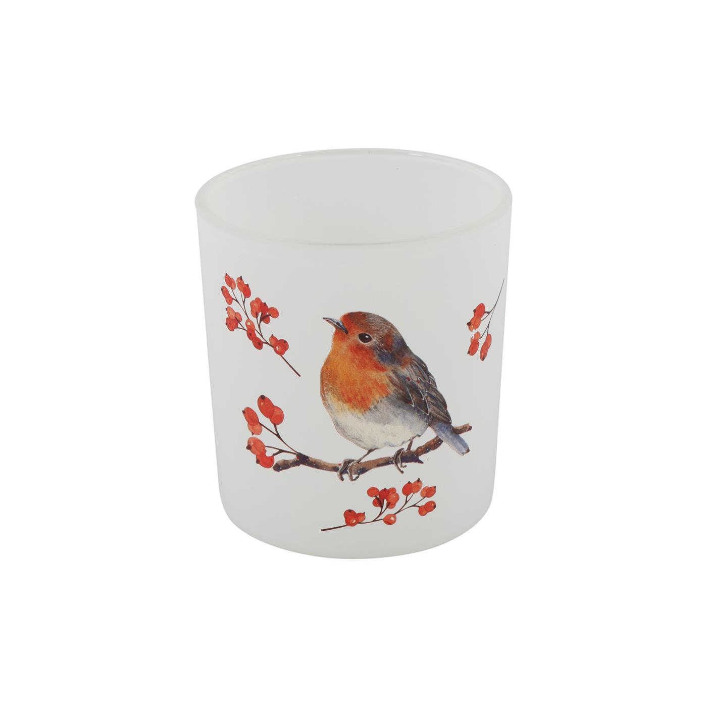 Countryfield Theelicht Robin wit Ø7,3xH8cm