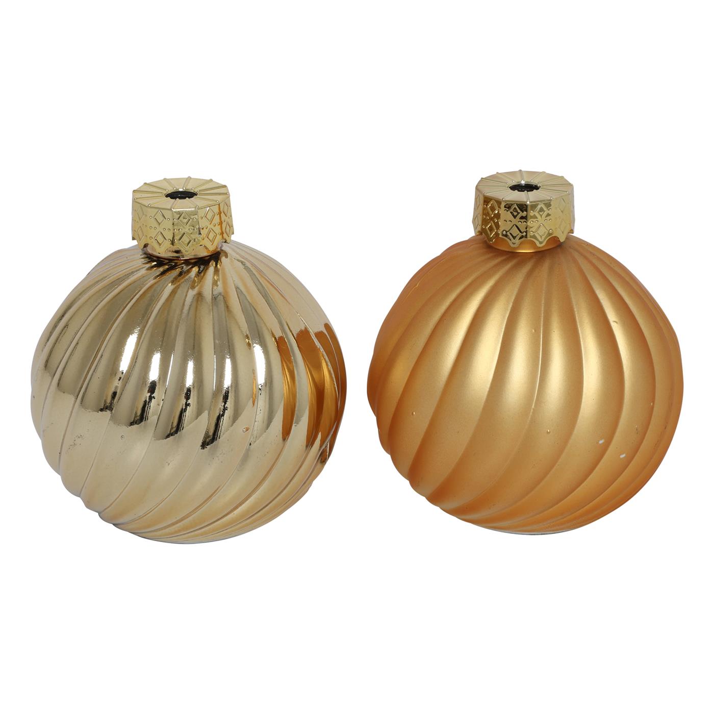 Countryfield Kerstbal vaas Stripe goud glas Ø10cm